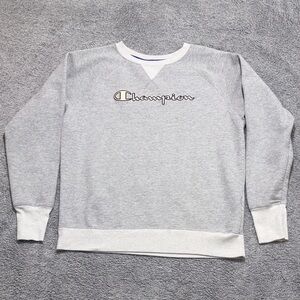 Champion Light Gray Crewneck Men's or Women’s Medium Long sleeve Sweater